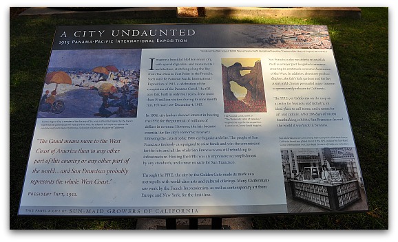 A City Undaunted, a plaque at the Palace of Fine Arts describing the event.