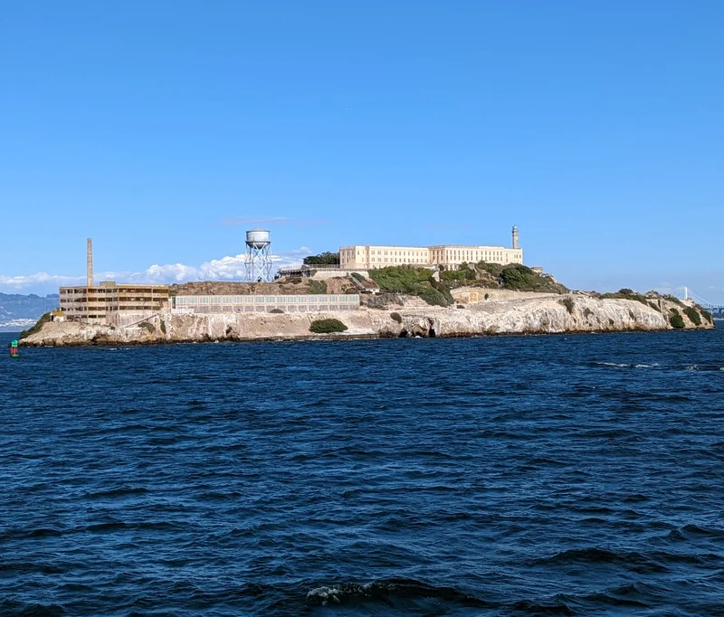 A view of Alcatraz Island from the ferry over to visit