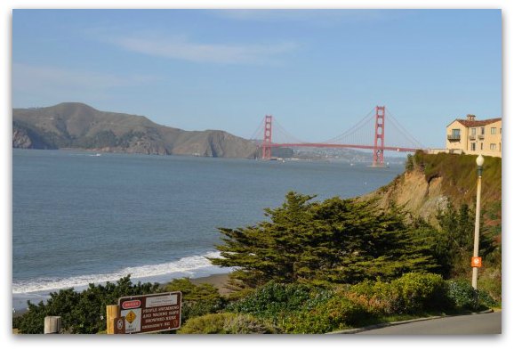 A view of the Golden Gate Bridge from China Beach in SF.