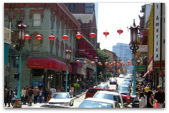 The main shopping district along Grant Avenue in Chinatown