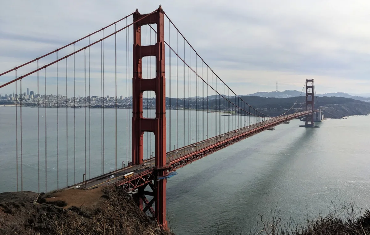 A cool, cloudy day in December at the Golden Gate Bridge