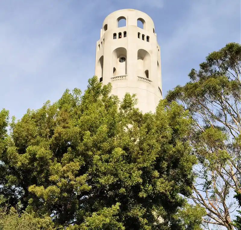 The top of Coit Tower on San Francisco's Telegraph Hill