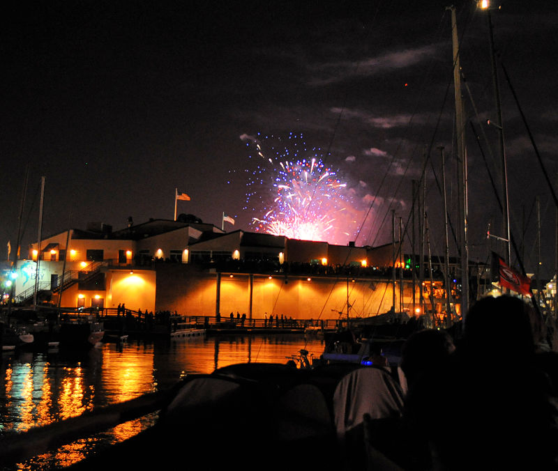 The fireworks display behind Pier 39 on 4th of July