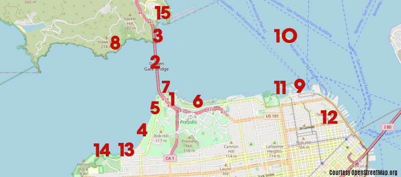Golden Gate Bridge Views Map 