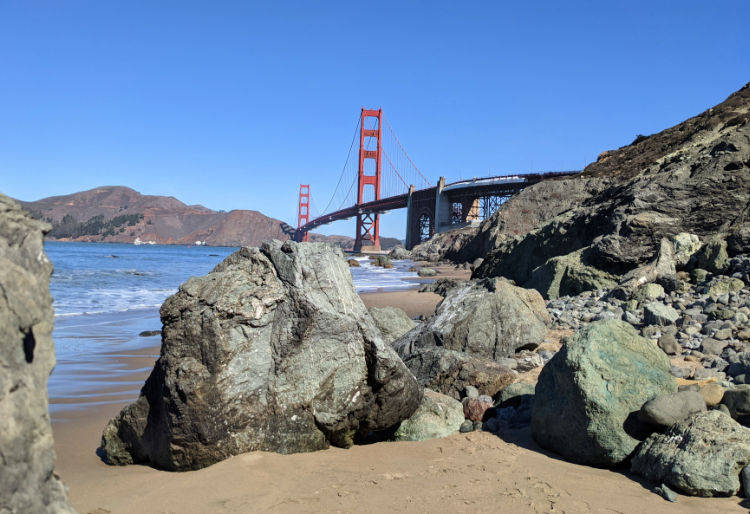 Golden Gate Bridge from Marshalls Beach in the Presidio